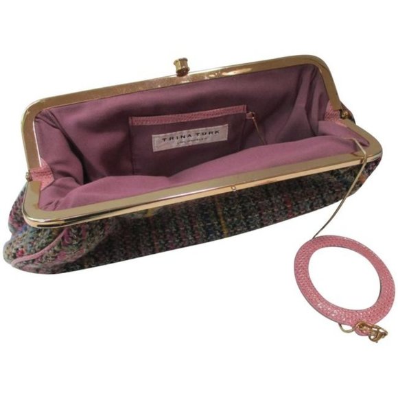 *Trina Turk Multi-color Tweed Snap Closure Clutch - Picture 1 of 7